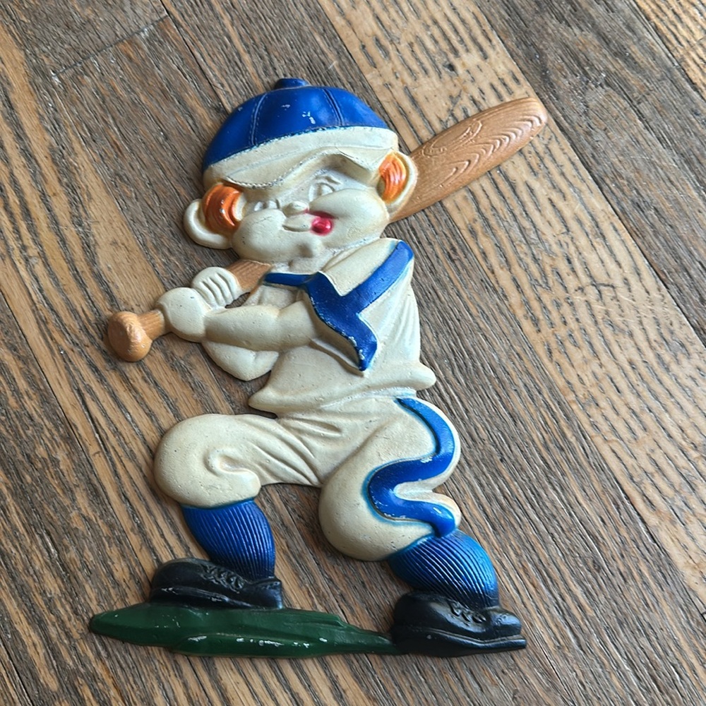 Vintage 1970's Sexton Baseball Player Metal
Wall Hanging